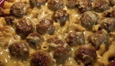 Ultimate Baked Meatball and Macaroni Casserole