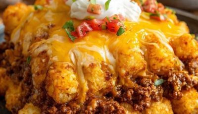 Loaded Beef Taco Tater Tot Casserole