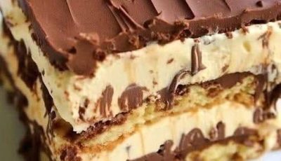 NO BAKE PEANUT BUTTER ECLAIR CAKE