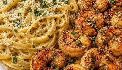 Creamy Garlic Butter Shrimp Pasta 